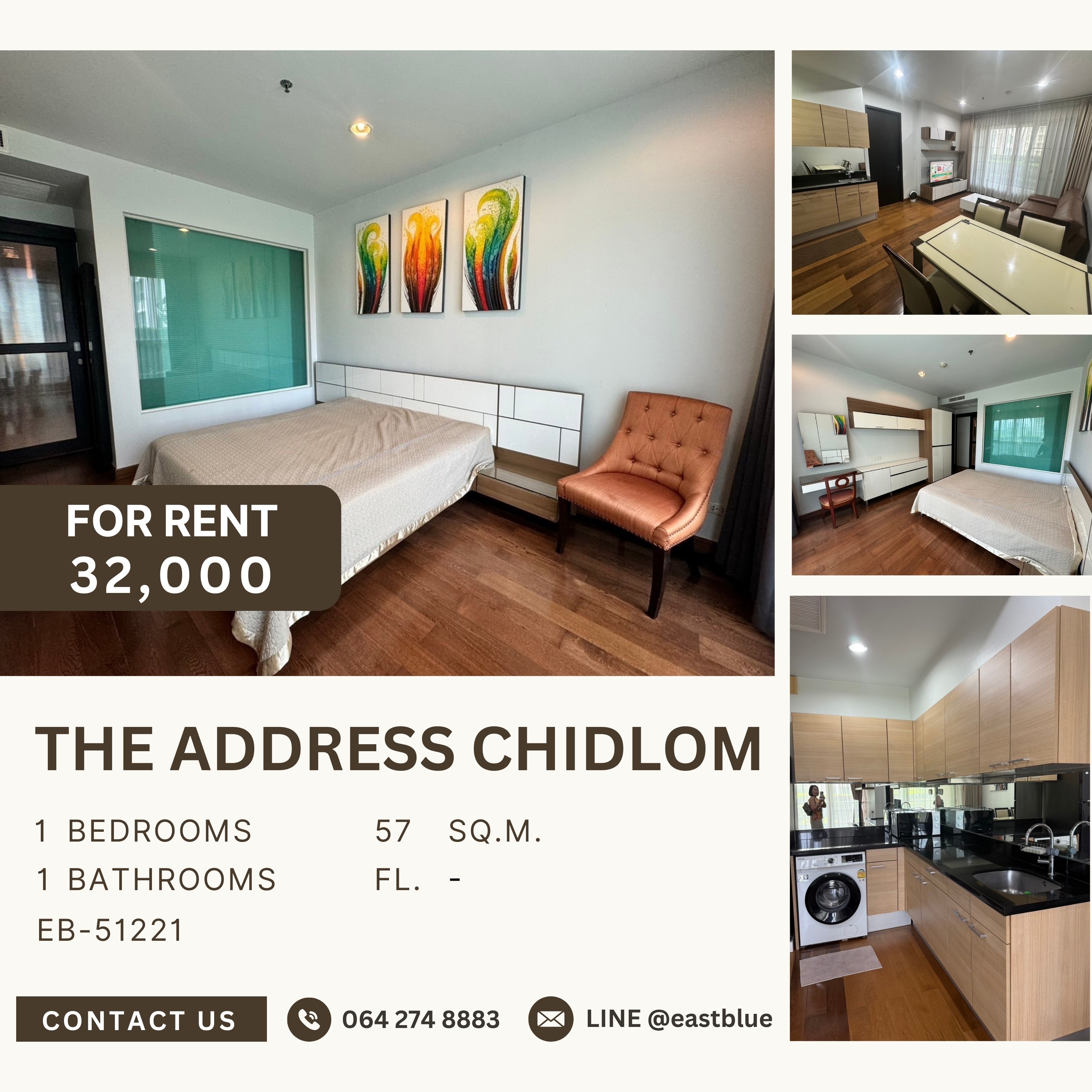 For RentCondoWitthayu, Chidlom, Langsuan, Ploenchit : The Address Chidlom, 1 bed, 32000 per month