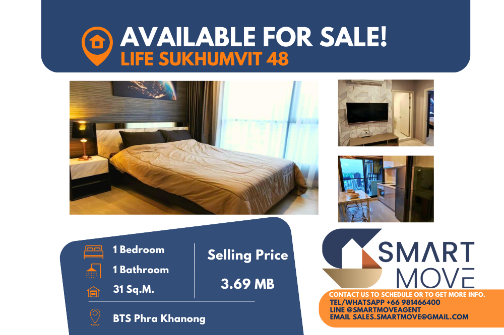 For SaleCondoOnnut, Udomsuk : 🔥FOR SALE !!🔥 Code C20230700284.......Life Sukhumvit 48, 1 bedroom, 1 bathroom, high floor 20+, furnished, Special Deal!!📢