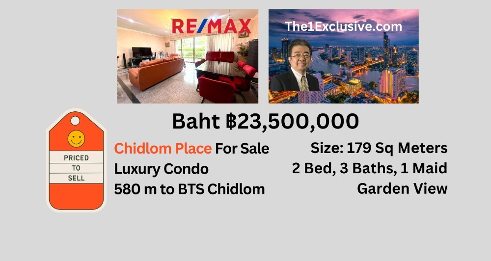 For SaleCondoWitthayu, Chidlom, Langsuan, Ploenchit : Chidlom Place Bangkok Condo For Sale Near BTS Chidlom