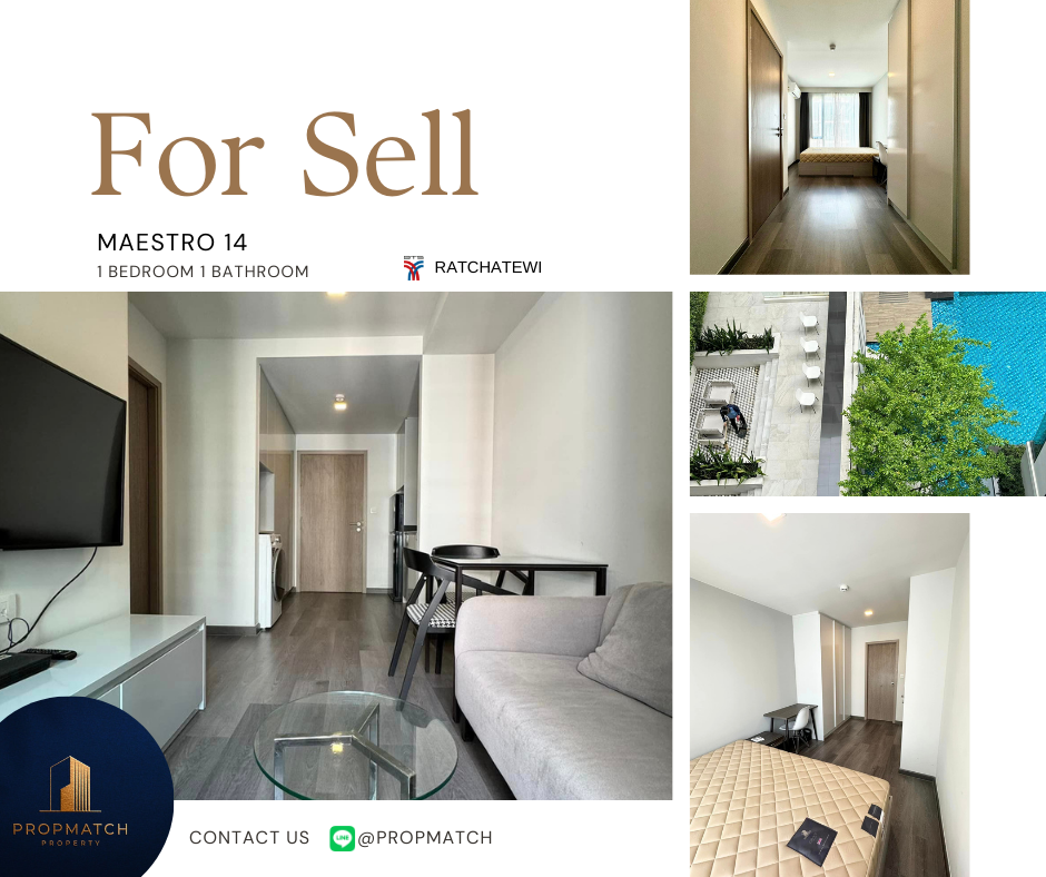 For SaleCondoRatchathewi,Phayathai : Condo for sale, Pet Friendly, near Ratchawithi BTS, Maestro 14 (1 bedroom, 1 bathroom)