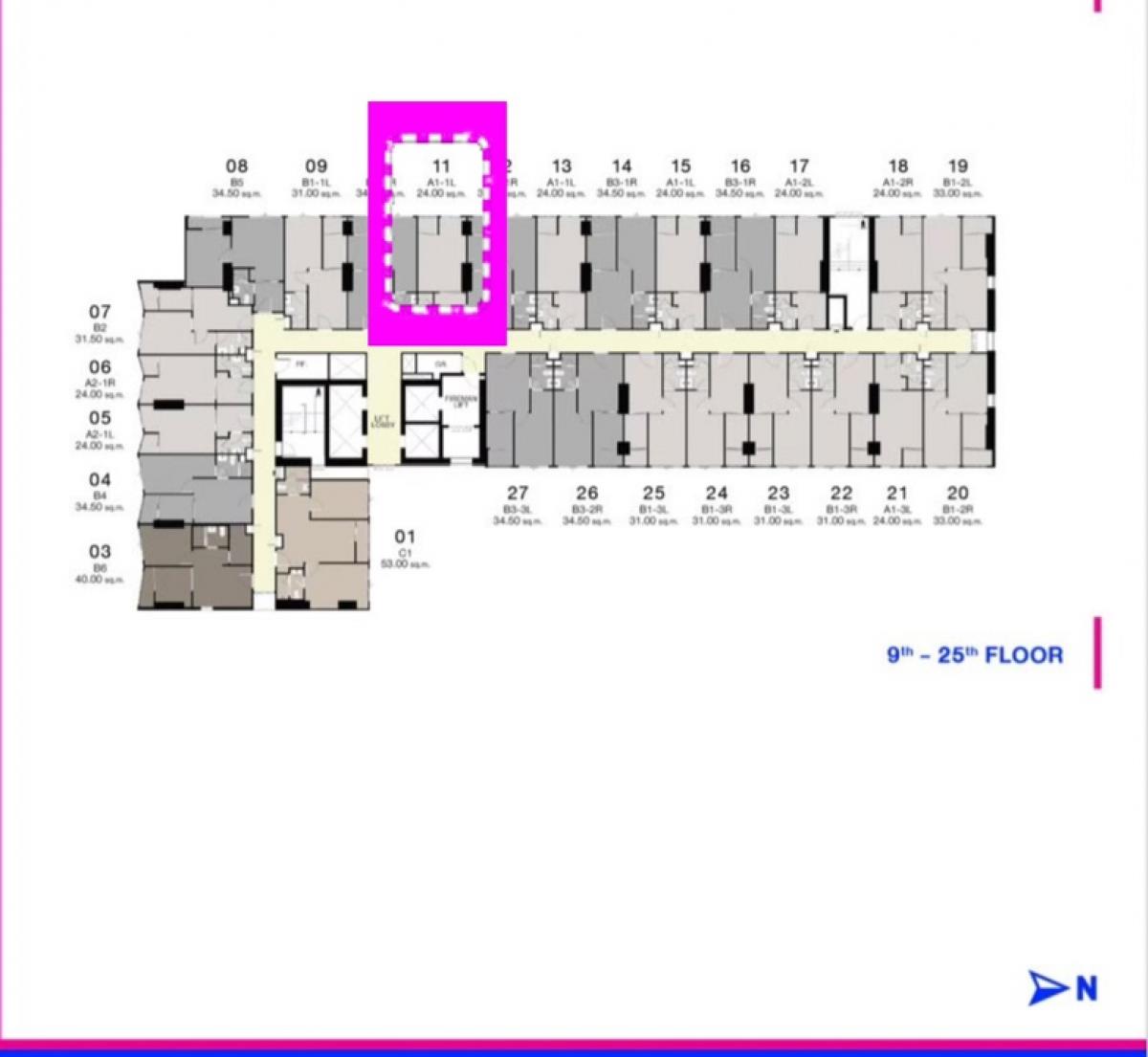 Sale DownCondoSeri Thai, Ramkhamhaeng Nida : Down payment for IDEO Ramkhamhaeng-Lamsalee Owner selling himself, Floor 11 (24 sqm 11-12A)