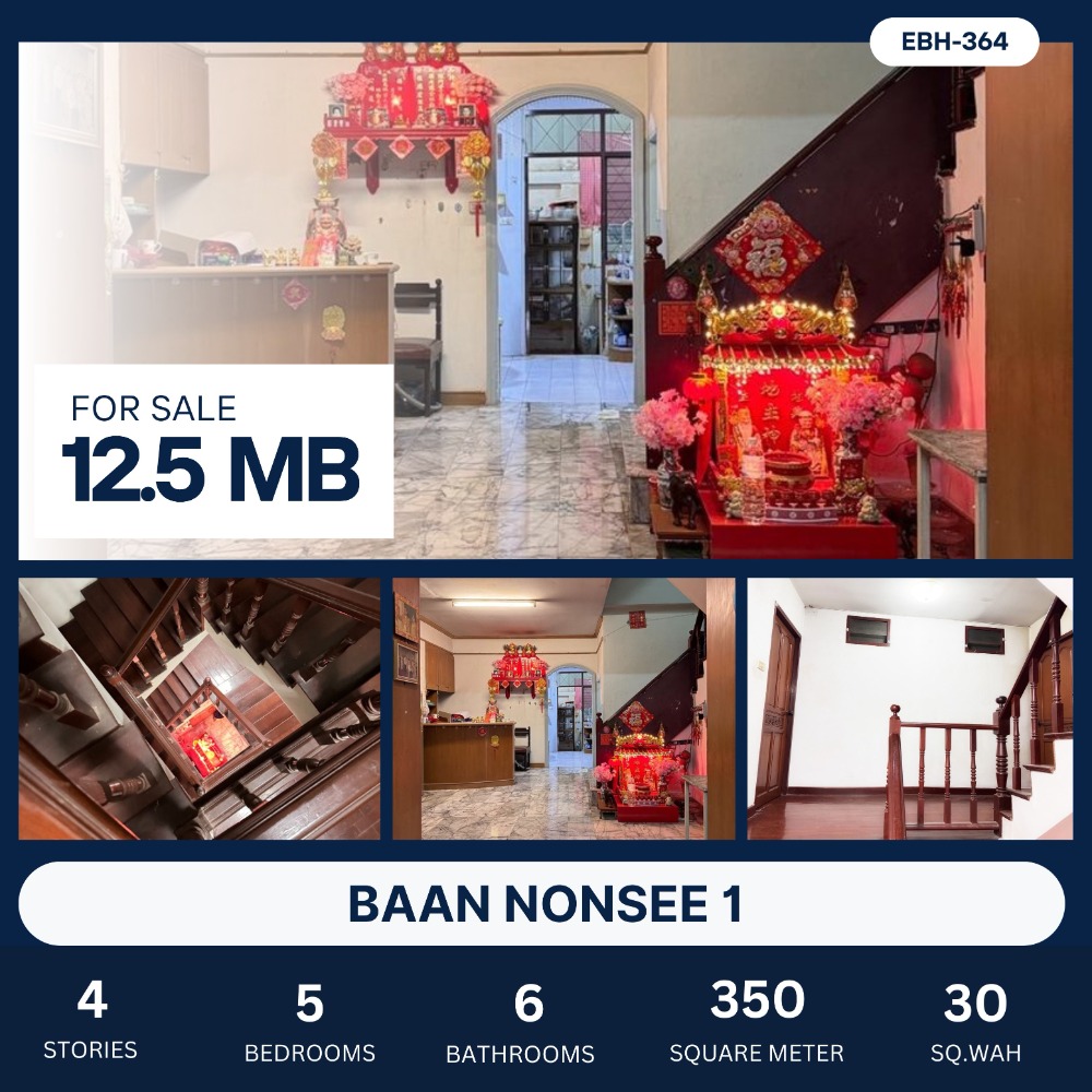 For SaleHouseRama3 (Riverside),Satupadit : For sale: Baan Nonsi 1 Townhome, 6 meters wide, good price, 4-lane village road, parking for 3 cars, 12.5 MB.