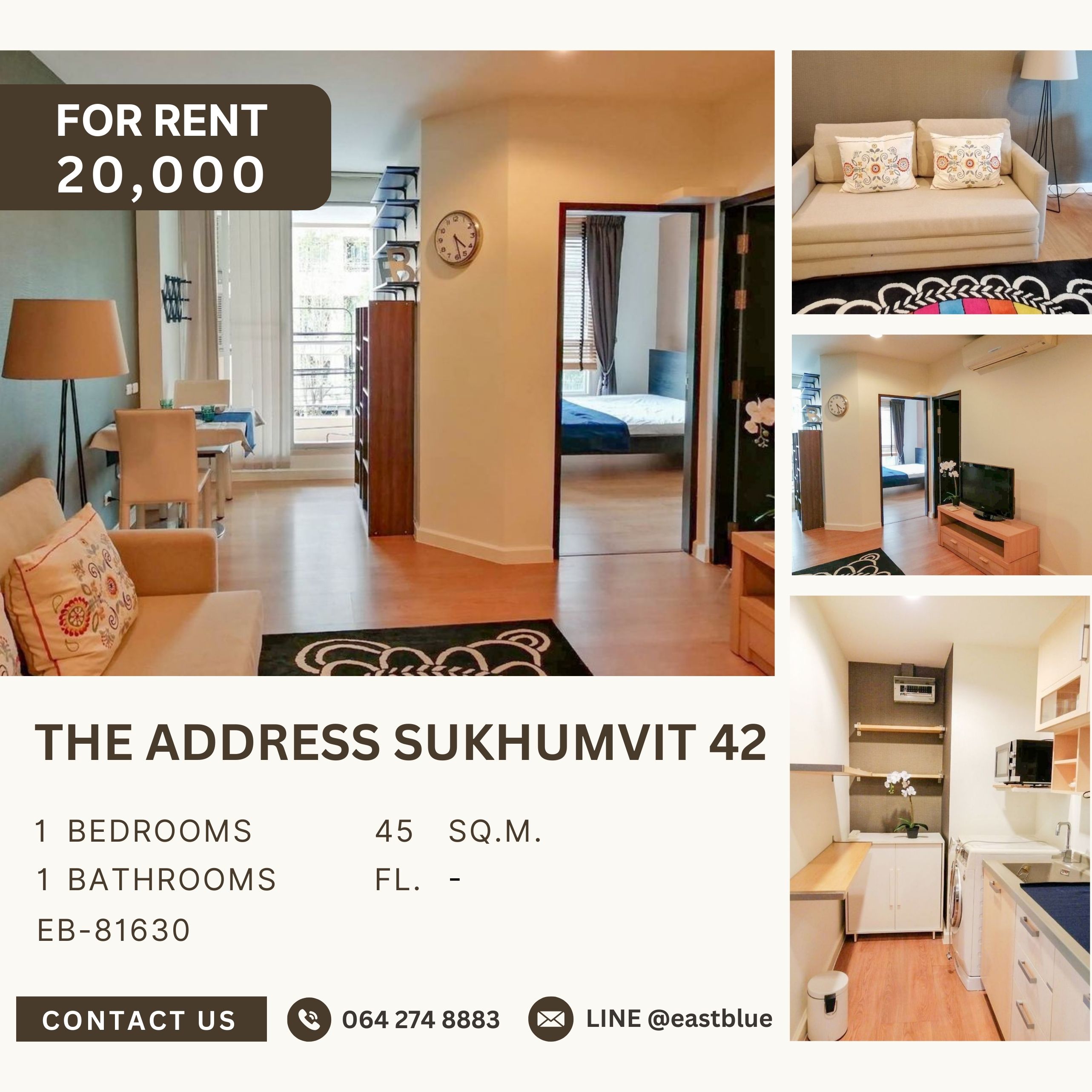 For RentCondoSukhumvit, Asoke, Thonglor : The Address Sukhumvit 42, 1 bed, 20000 per month