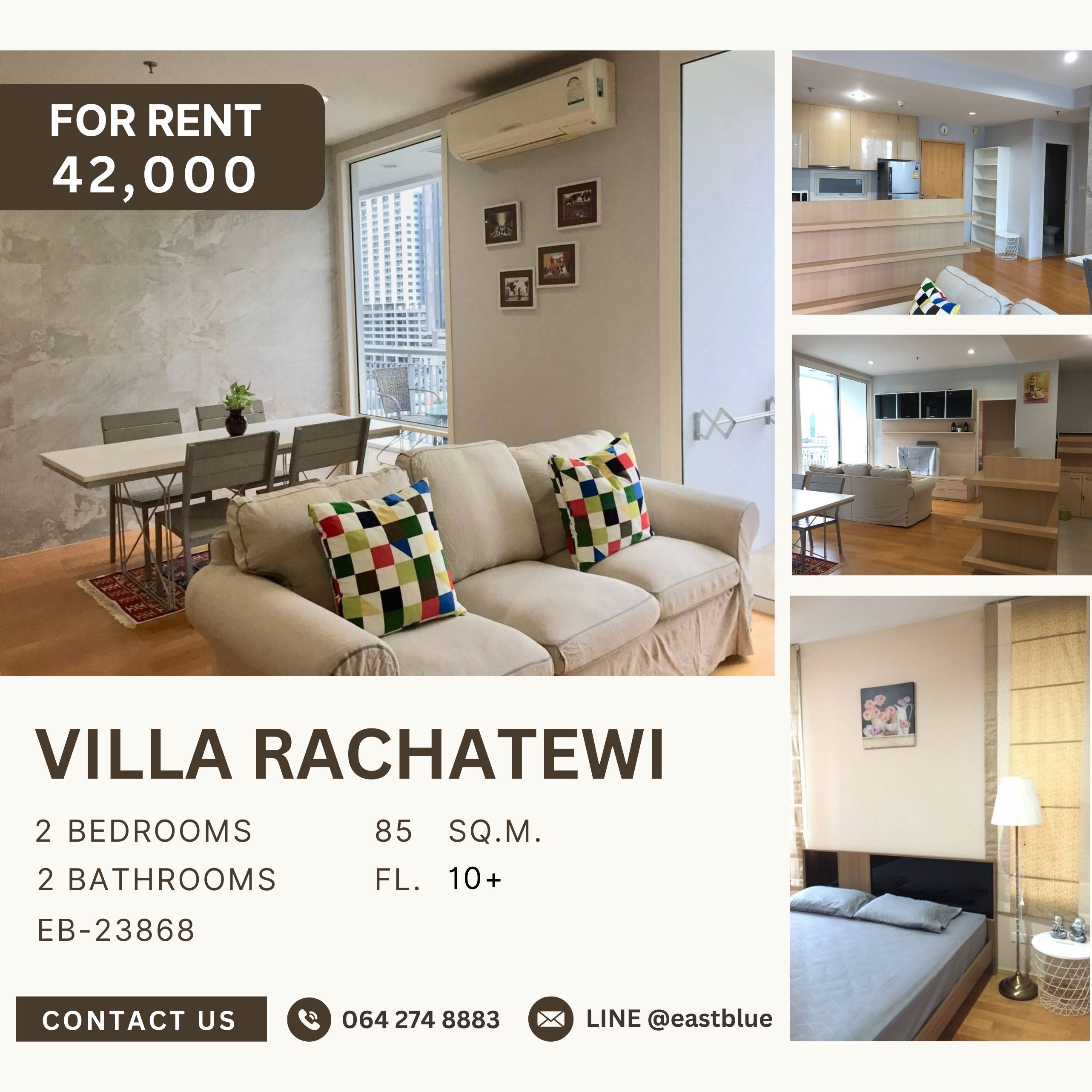 For RentCondoRatchathewi,Phayathai : Villa Rachatewi, 2 bed, 42000 per month