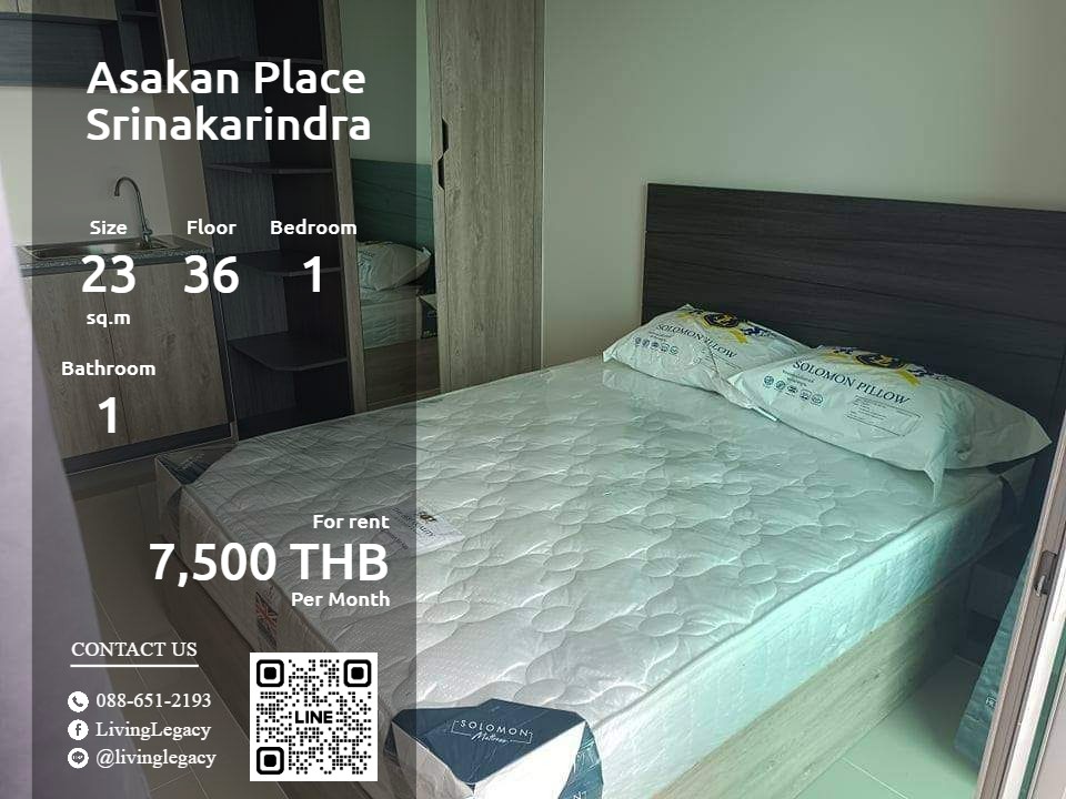 For RentCondoPattanakan, Srinakarin : LWWUR7E3 Condo for rent Asakan Place Srinakarindra 23 sq m. 36th floor line id : @livinglegacy tel : 088-651-2193