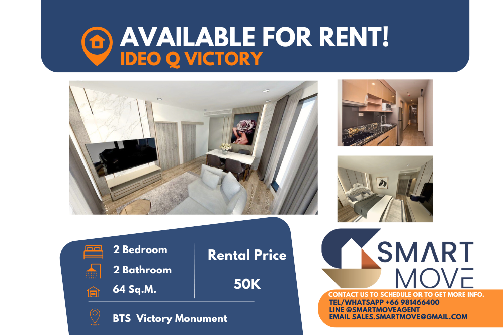 For RentCondoAri,Anusaowaree : 🔥FOR RENT !! 🔥Code C20241100014..........Ideo Q Victory, 2 bedrooms, 2 bathrooms, high floor 14+, city view, furnished, luxurious, ready to move in📢