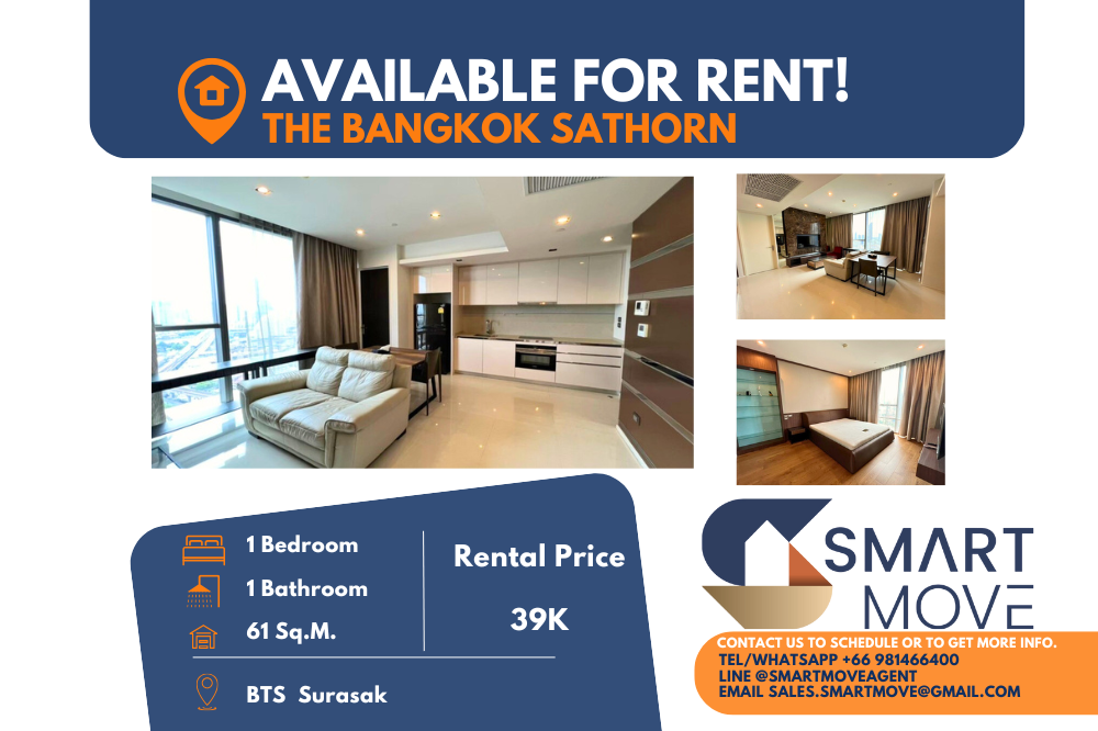 For RentCondoSathorn, Narathiwat : Code C20221201535....The Bangkok Sathorn for rent, 1 bedroom, 1 bathroom , high floor, furnished, ready to move in