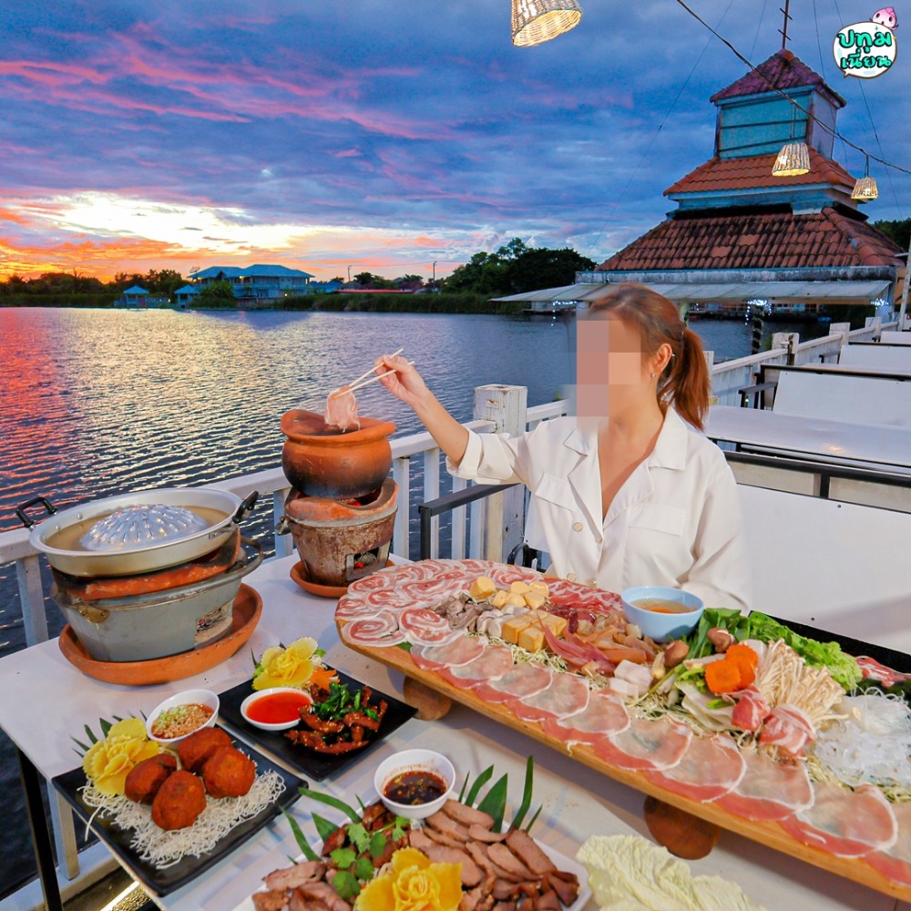 For LeaseholdRetailMin Buri, Romklao : For rent: Restaurant in the middle of a lake, Minburi, Khumklao branch, Soi 8, very good atmosphere, with staff ready