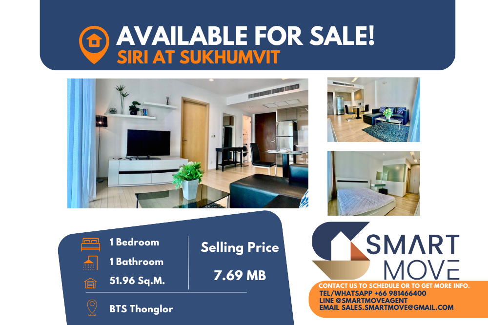 For SaleCondoSukhumvit, Asoke, Thonglor : 💥Code C20221210992....Siri at Sukhumvit for sale, 1 bedroom, 1 bathroom, high floor, furnished, Special Deal!!💥