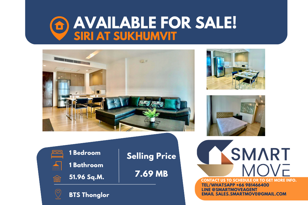 For SaleCondoSukhumvit, Asoke, Thonglor : 💥💥Sale with tenant !! 💥💥Code C20230204237.......Siri At Sukhumvit, 1 bedroom, 1 bathroom, high floor 14+, furnished, Special Deal!!📢