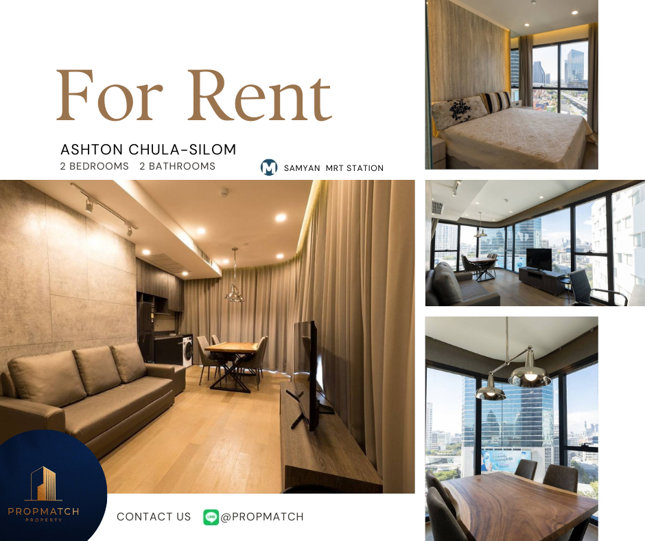 For RentCondoSiam Paragon ,Chulalongkorn,Samyan : ✨Wow price, super cool decorated room✨ Ashton Chula-Silom (2 bedrooms, 2 bathrooms, 63 sq m.) High floor, great view, only 45,000 baht/month Tel.0981315848 @propmatch