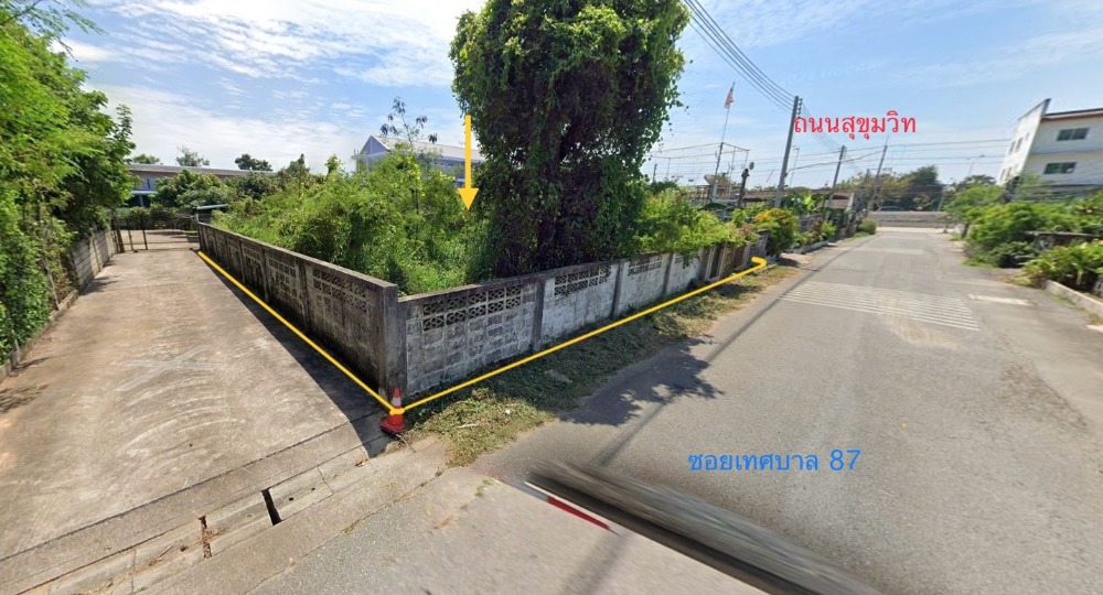 For SaleLandPattaya, Bangsaen, Chonburi : Land for sale in Sattahip, 118 sq m, low price, beginning of Soi Thesaban 87, near Sukhumvit Road, yellow city plan, suitable for residence, accommodation, hotel.