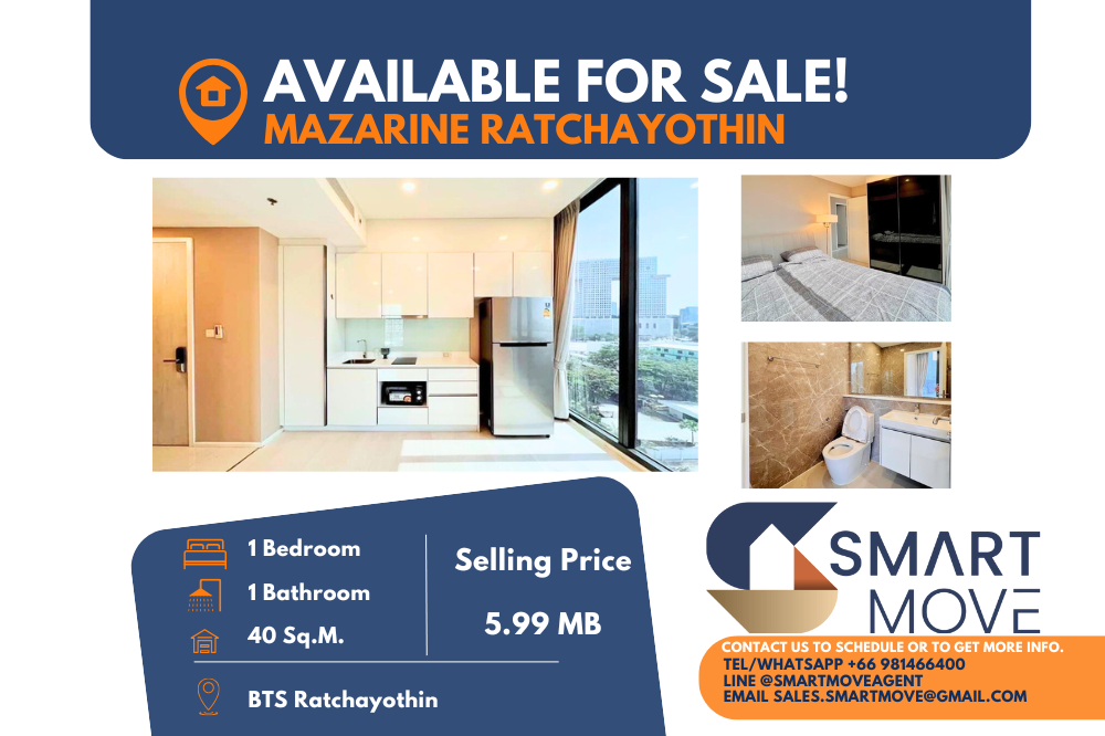 For SaleCondoKasetsart, Ratchayothin : 🔥Sale with tenant !! 🔥Code C20241100012.......Mazarine Ratchayothin, 2 bedrooms, 1 bathroom, South Facing, furnished, Special Deal!!📢📢