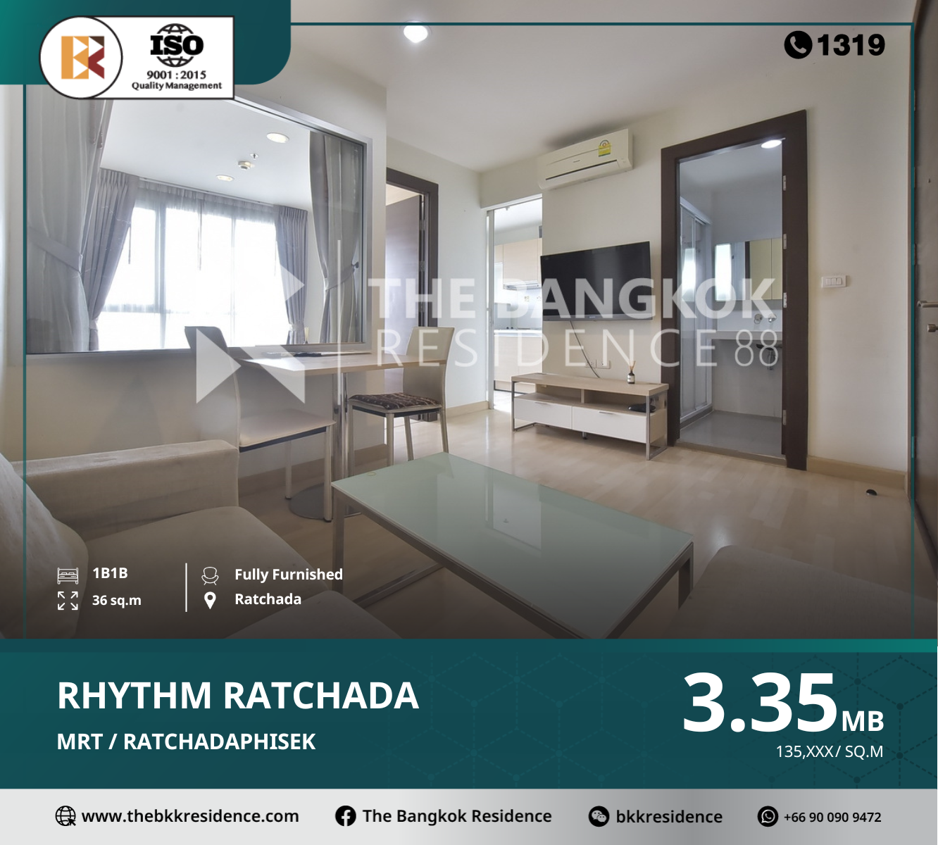 For SaleCondoRatchadapisek, Huaikwang, Suttisan : High floor with beautiful view! rhythm ratchada, near bts