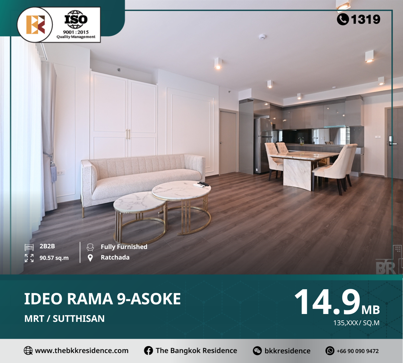 For SaleCondoRama9, Petchburi, RCA : Beautiful, fully-furnished unit at ideo rama 9-asoke, near bts