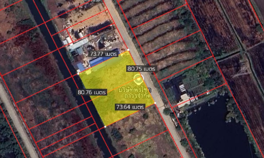 For SaleLandAyutthaya : Land for sale in Ayutthaya, land filled in, front on the road, back on the canal, very beautiful square shape, Wang Noi District, Ayutthaya Province