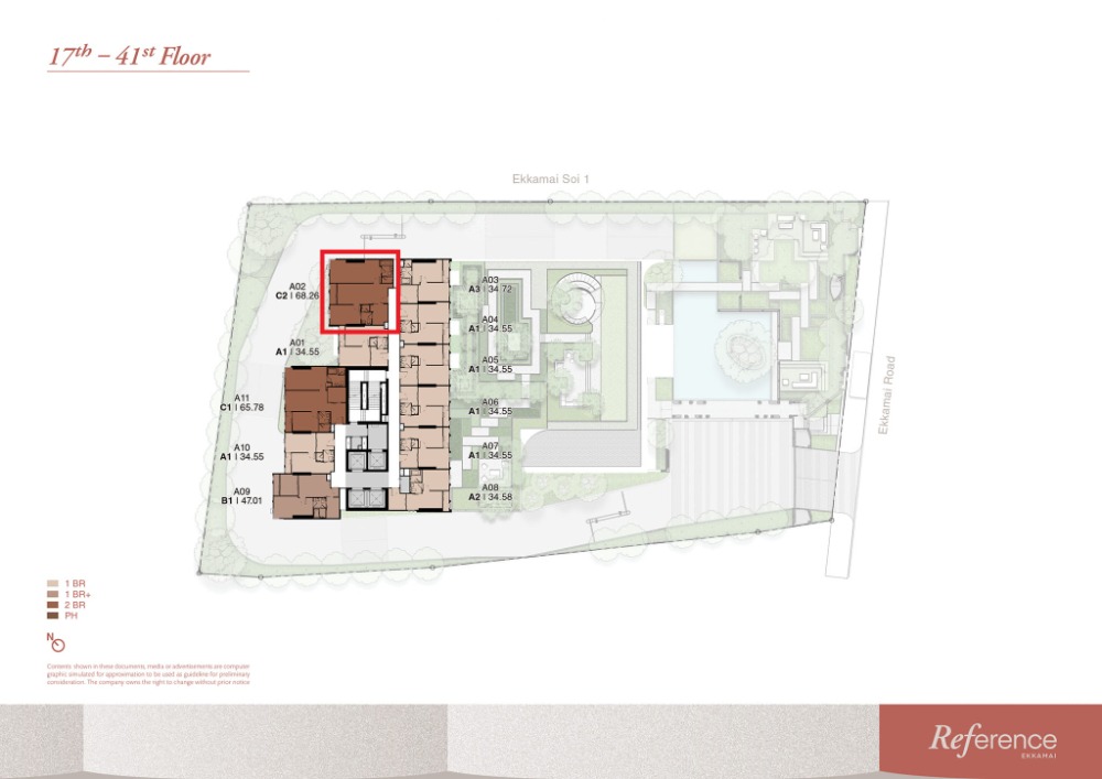 ขายดาวน์คอนโดสุขุมวิท อโศก ทองหล่อ : Reference Ekkamai 2-bed 68.26 ตร.ม. ราคาแรก ตำแหน่งฮอต