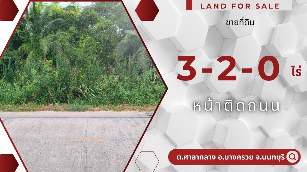 For SaleLandNonthaburi, Bang Yai, Bangbuathong : Land for sale in Nonthaburi, next to the road, Soi Wat Mai Phung Khet, Bang Kruai District, Nonthaburi Province