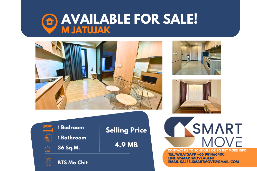 For SaleCondoSapankwai,Jatujak : 🔥FOR SALE !! Pet Friendly !! 🔥Code C20241100019.......M Jatujak, 1 bedroom, 1 bathroom, high floor 19+, furnished, SELL AT LOSS!!📢📢