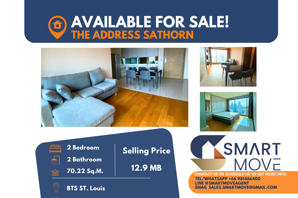 For SaleCondoSathorn, Narathiwat : 🔥🔥Sale with tenant !! 🔥🔥Code C20221201412.......The Address Sathorn, 2 bedrooms, 2 bathrooms, high floor 30+, furnished, Special Deal!!📢