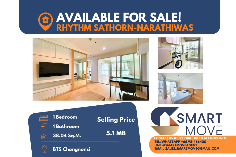 For SaleCondoSathorn, Narathiwat : 🔥🔥Code C20230600570....Rhythm Sathorn - Narathiwas sale with tenant, 1 bedroom, 1 bathroom, high floor, furnished, Special Deal!!🔥🔥