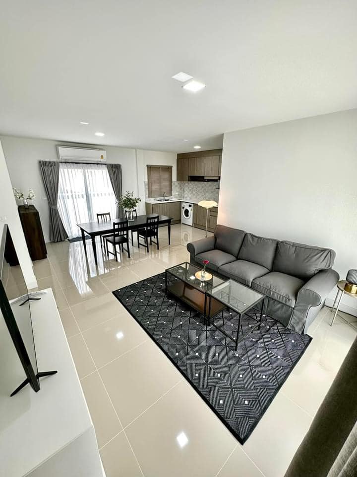 For RentTownhouseBangna, Bearing, Lasalle : Townhome for rent, Pleno Sukhumvit Bangna 2, near Mega Bangna, beautifully decorated, ready to move in, 3 bedrooms, 3 bathrooms, 25 sq m., beautiful house, garden view in front of the house, good atmosphere, furniture + complete electrical appliances, onl