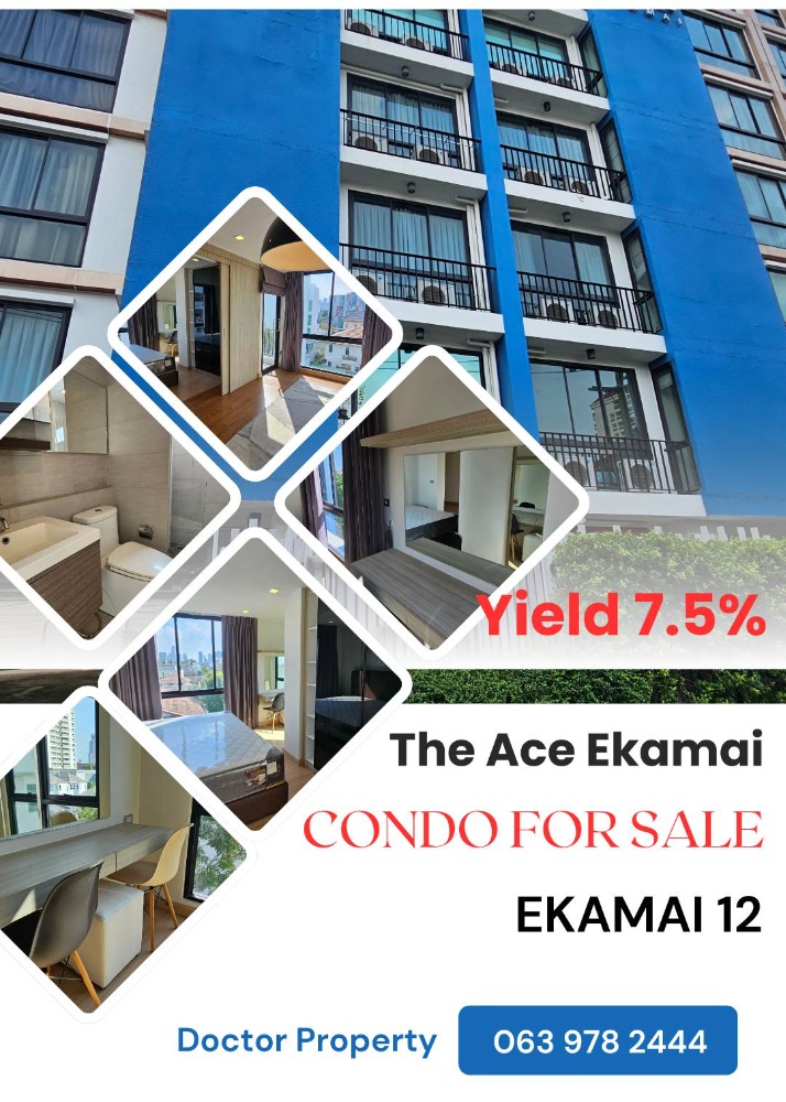 For SaleCondoSukhumvit, Asoke, Thonglor : 🔥 Shock Price 🔥The Ace Ekamai Condo For Sale One Bedroom with fully furnished, Area Usable 39.19 SQ.M.   Ready to move in.