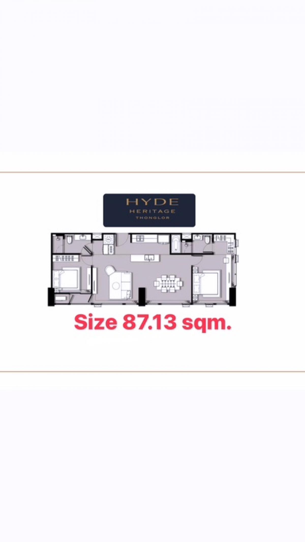 For SaleCondoSukhumvit, Asoke, Thonglor : For sale: new room from Hyde Heritage Thonglor project, size 87 sq m. Make an appointment to view the project 085-9455-666 (First)