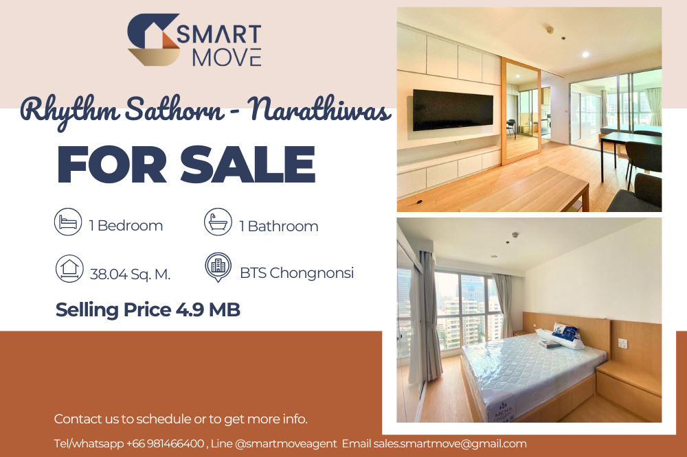 For SaleCondoSathorn, Narathiwat : 🔥🔥Code C20230600570....Rhythm Sathorn - Narathiwas sale with tenant, 1 bedroom, 1 bathroom, high floor, furnished, Special Deal!!🔥🔥