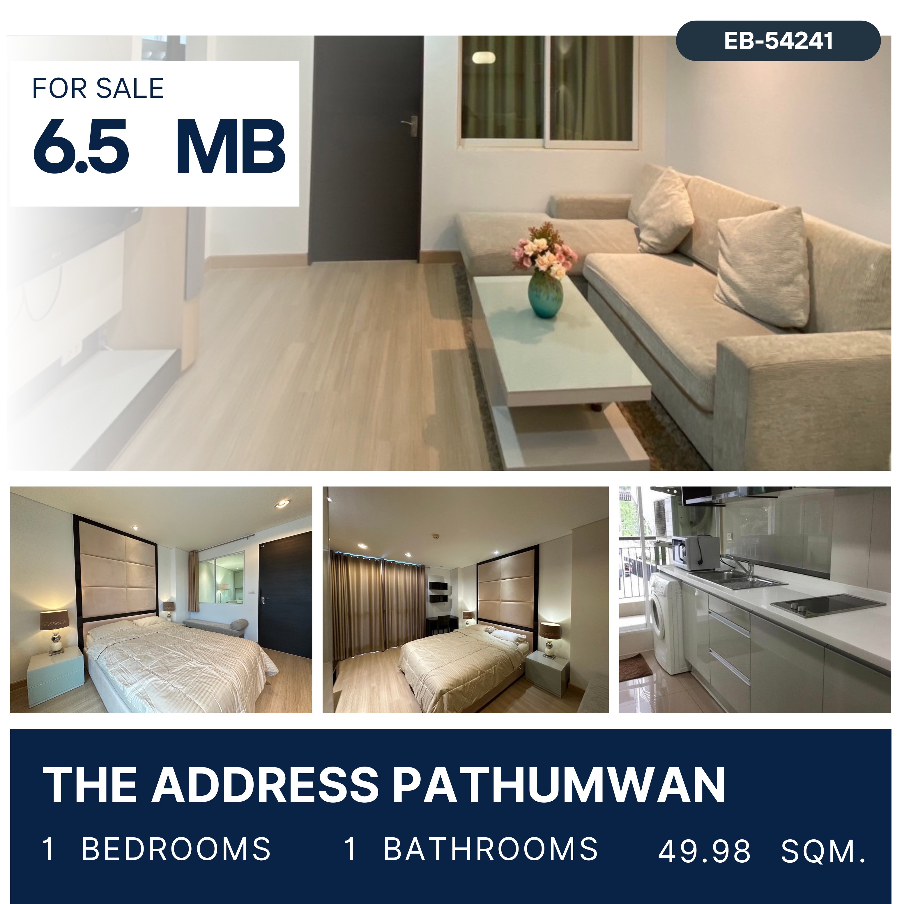 ขายคอนโดราชเทวี พญาไท : ขาย The Address Pathumwan 1 ห้องนอนไซต์ใหญ่กับราคาไม่ถึง 7 ล้าน หายากมาก ติดรถไฟฟ้าราชเทวี เดินทางสะดวก พร้อมเข้าอยู่