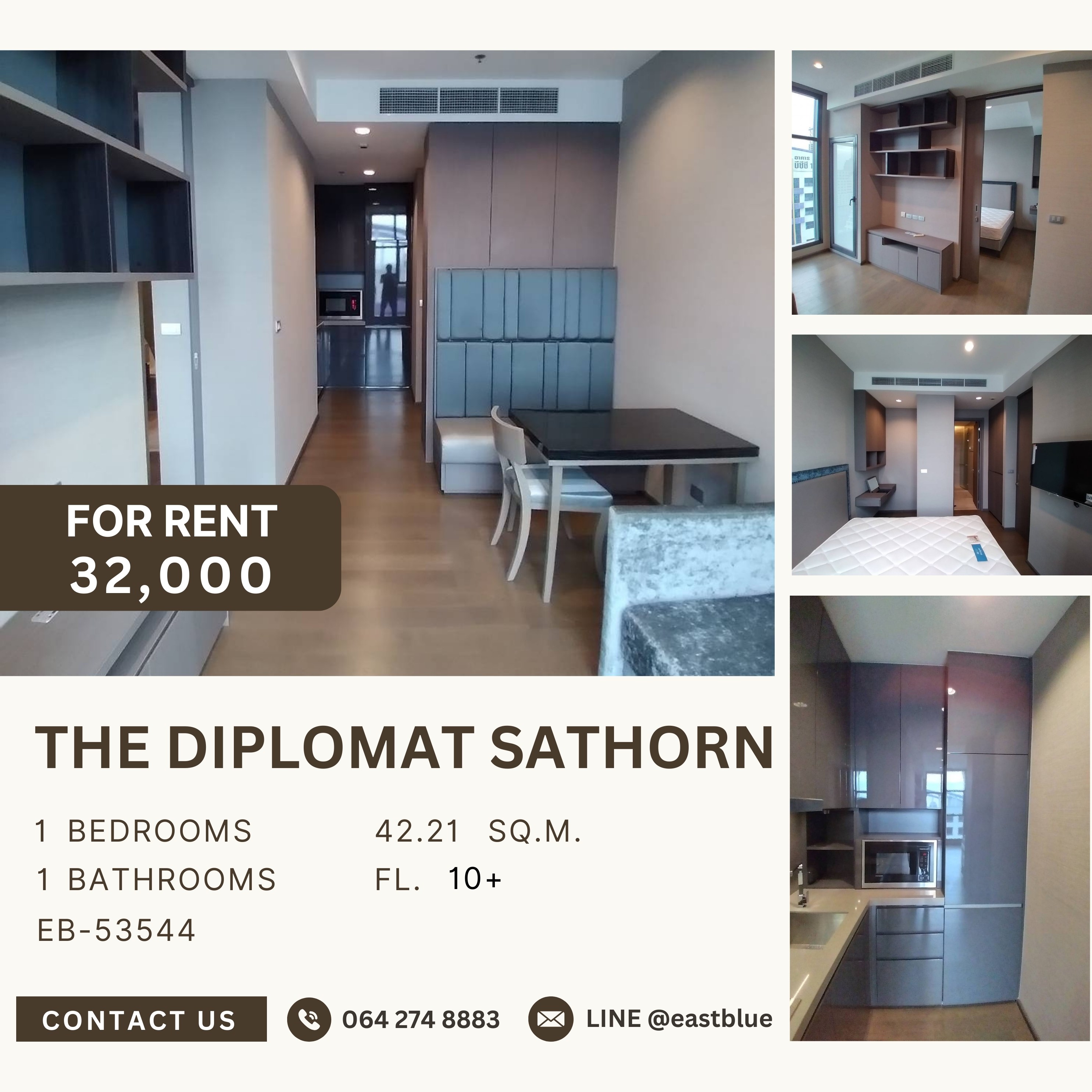 For RentCondoSathorn, Narathiwat : The Diplomat Sathorn, 1 bed, 32000 per month