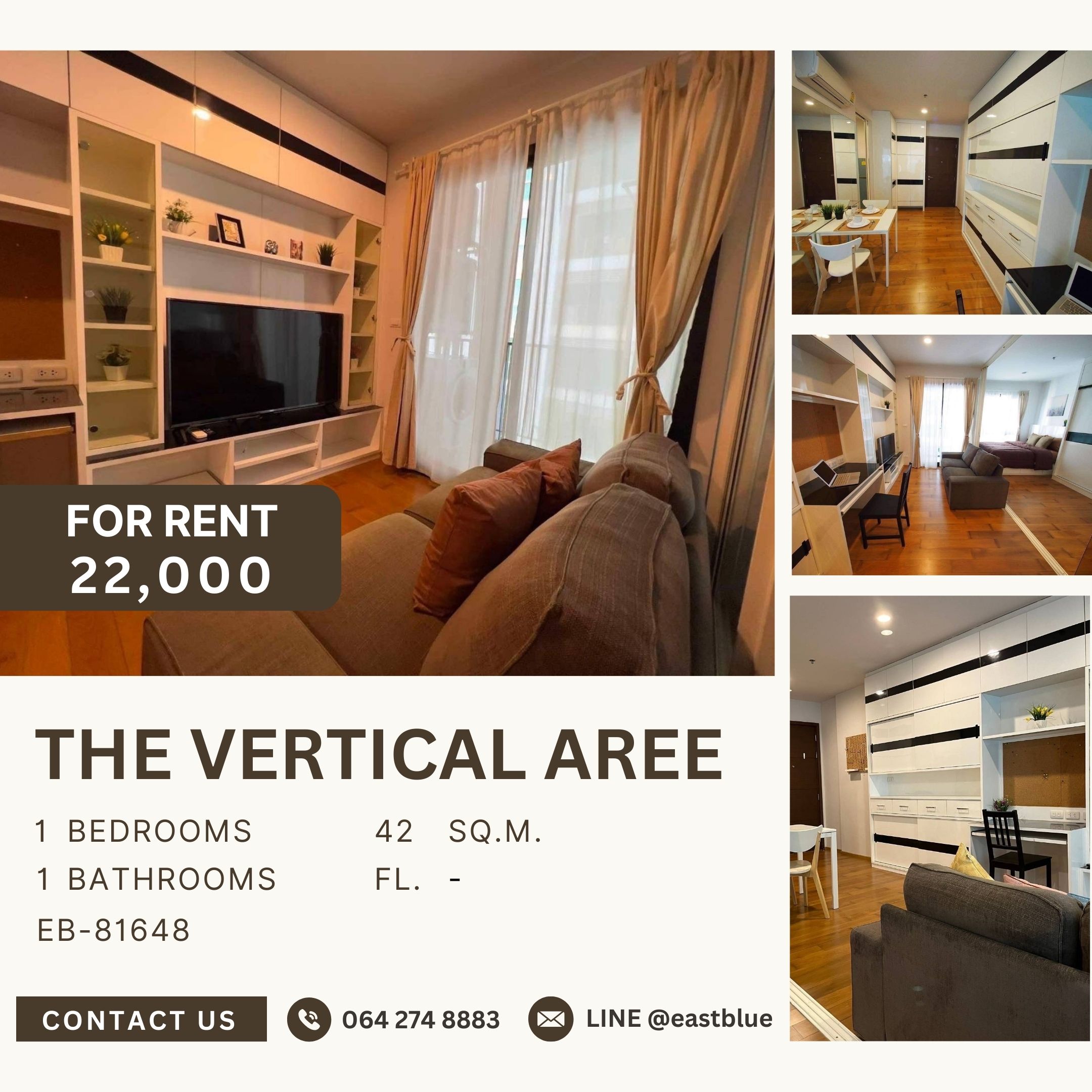 ให้เช่าคอนโดอารีย์ อนุสาวรีย์ : The Vertical Aree, 1 bed, 22000 per month