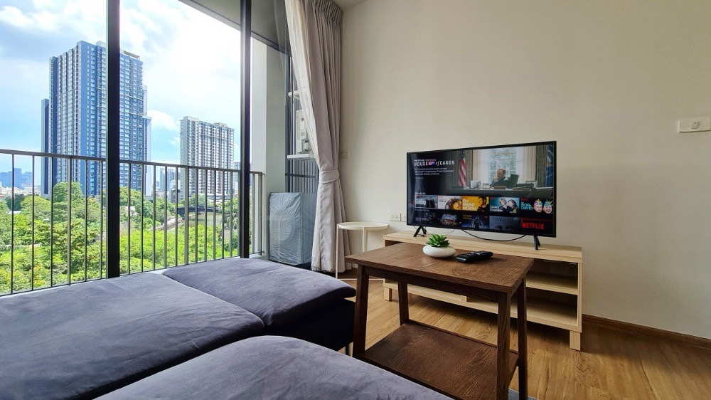 For SaleCondoOnnut, Udomsuk : For sale with tenant, Hasu Haus Condo, corner room, 6th floor, riverside condo, fully furnished, 1 bedroom, Sukhumvit 77, near BTS On Nut