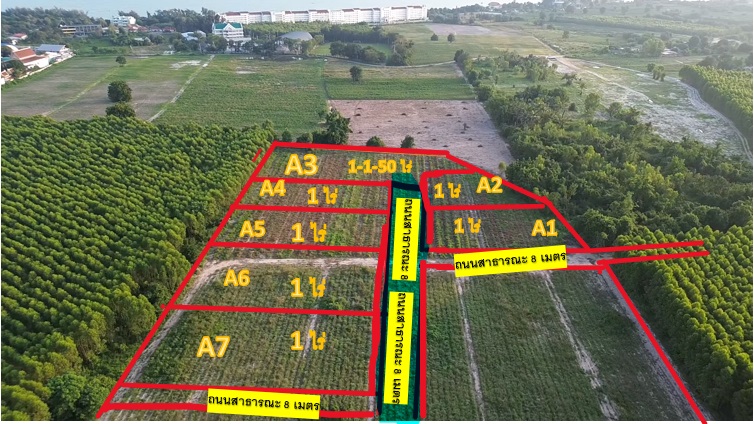 ขายที่ดินระยอง : ที่ดินสวยแบ่งขาย 1 ไร่ ใกล้หาดพะยูน บ้านฉาง
