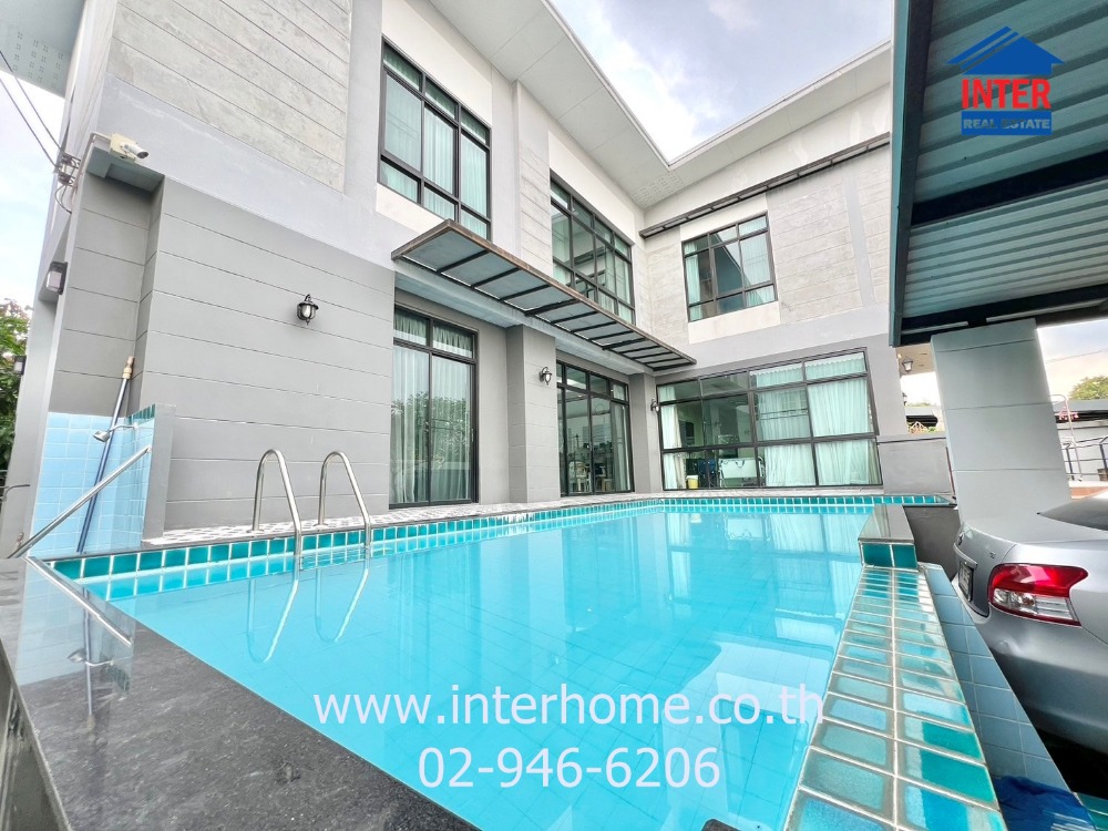 For SaleHousePhutthamonthon, Salaya : Beautiful house, ready to move in, with swimming pool, Soi Sin Phatthana Thani 5/6, Soi Thawi Watthana 9