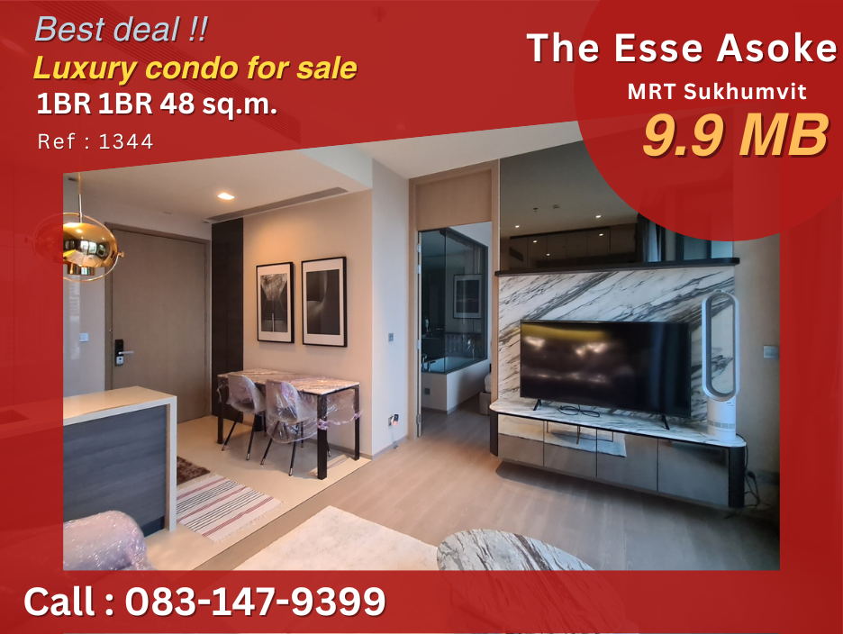 For SaleCondoSukhumvit, Asoke, Thonglor : The Esse Asoke hot deal! Luxury Condo in the heart of Asoke, view of Watthana Park, beautifully decorated room, ready to move in, best price in the building!