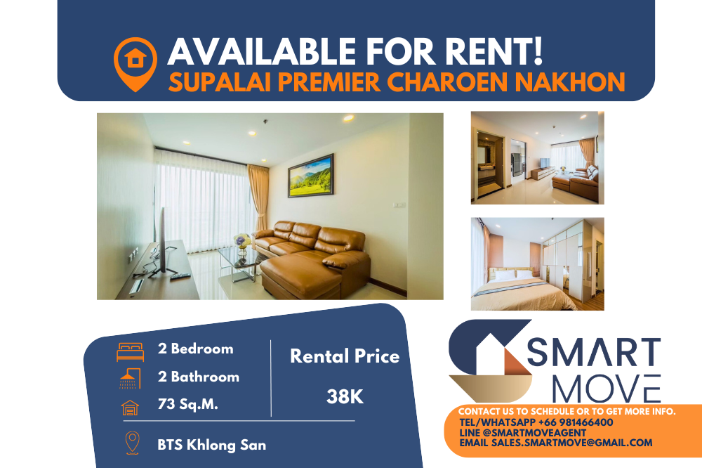 For RentCondoWongwianyai, Charoennakor : ⚡️⚡️FOR RENT !! ⚡️⚡️Code C20221206497..........Supalai Premier Charoen Nakhon, 2 bedrooms, 2 bathrooms, high floor 20+, furnished, ready to move in📣📣