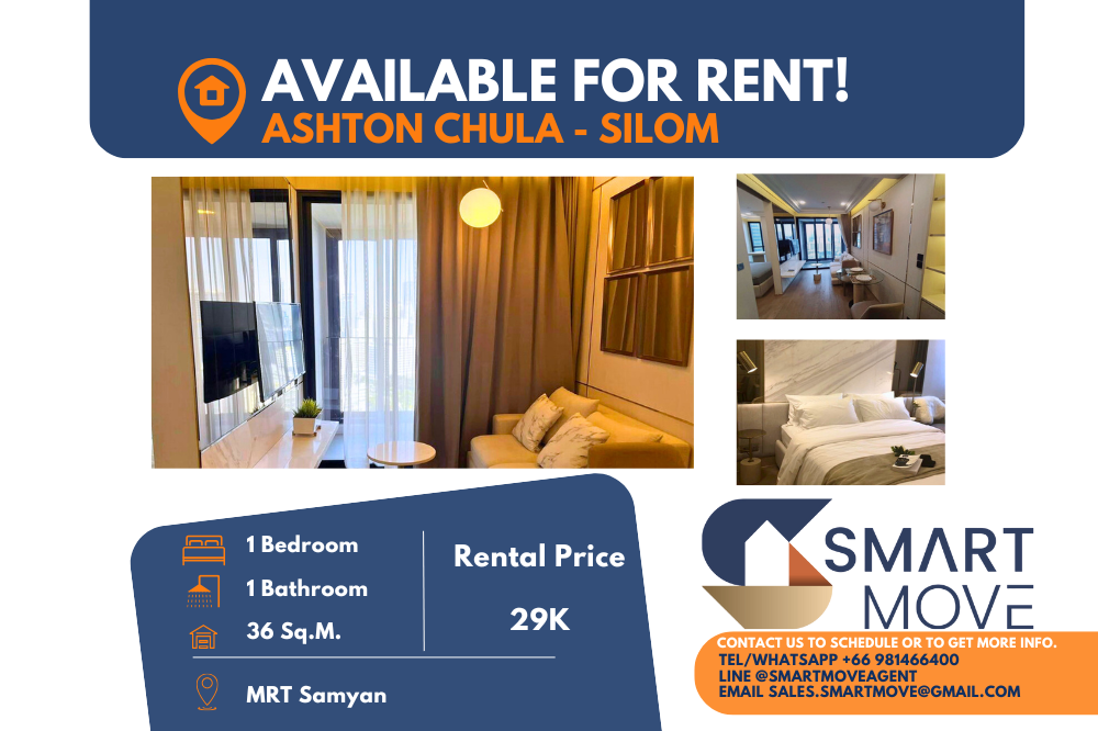 For RentCondoSiam Paragon ,Chulalongkorn,Samyan : 🔥🔥FOR RENT !!🔥🔥 Code C20241100032..........Ashton Chula - Silom, 1 bedroom, 1 bathroom, high floor 28+, furnished, ready to move in📣📣