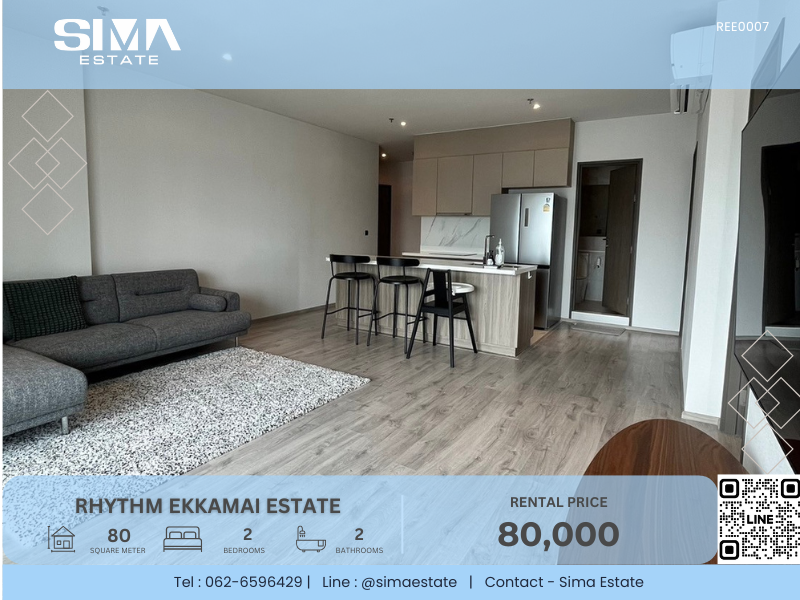 For RentCondoSukhumvit, Asoke, Thonglor : For rent ☁️Rhythm Ekkamai Estate☁️Beautiful room, well decorated, ready to move in☀️