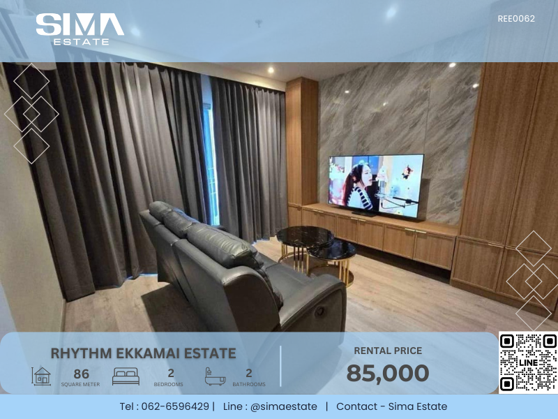 For RentCondoSukhumvit, Asoke, Thonglor : For rent ☁️Rhythm Ekkamai Estate☁️Beautiful room, well decorated, ready to move in☀️