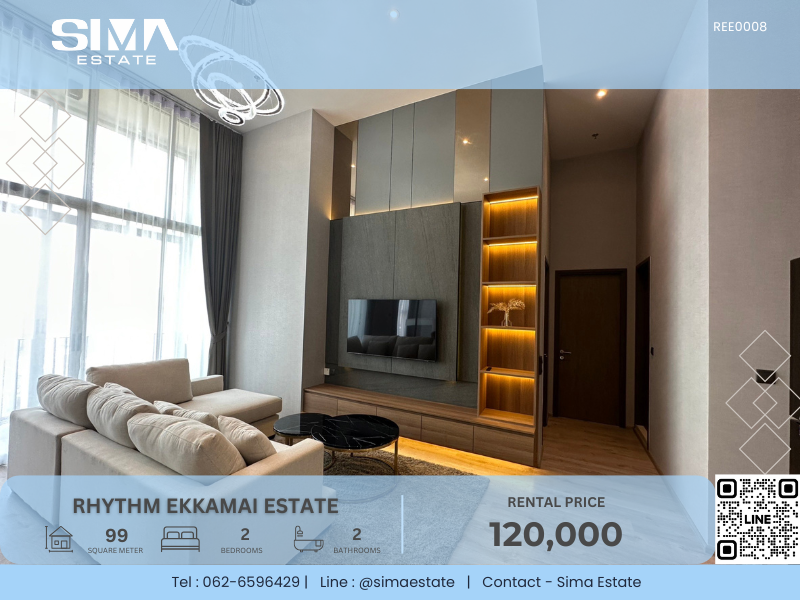 For RentCondoSukhumvit, Asoke, Thonglor : For rent ☁️Rhythm Ekkamai Estate☁️Beautiful room, high floor, large size, well decorated, ready to move in☀️