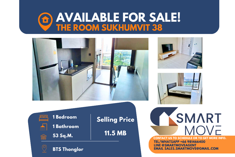 For SaleCondoSukhumvit, Asoke, Thonglor : 💥Sale with tenant !!  Code C20241100010.......The Room Sukhumvit 38, 1 bedroom, 1 bathroom, high floor 13+, South Facing, furnished, With bathtub, Special Deal!!, RARE ITEM !!💥