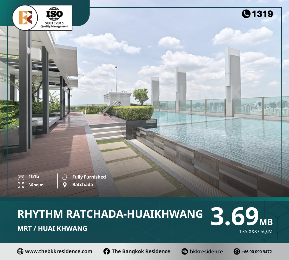 ขายคอนโดรัชดา ห้วยขวาง : ราคาพิเศษ RHYTHM Ratchada-Huaikhwang ใกล้ BTS