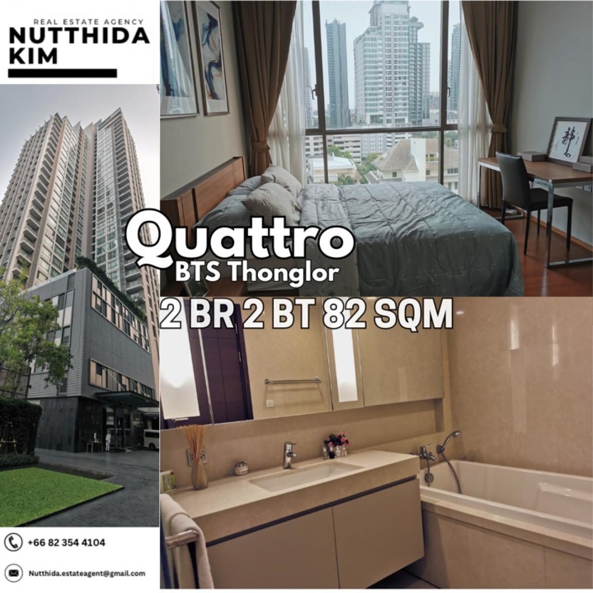 For RentCondoSukhumvit, Asoke, Thonglor : Condo for rent Quattro Thonglor 2 BR 82 SQM Fully Furnished