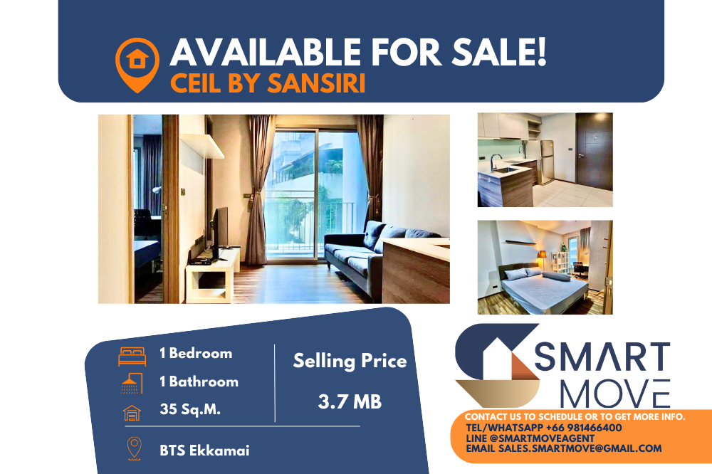 For SaleCondoSukhumvit, Asoke, Thonglor : 📢FOR SALE !!  Code C20230100180.......Ceil By Sansiri, 1 bedroom, 1 bathroom, furnished, 🔥🔥SELL AT LOSS !! 🔥🔥