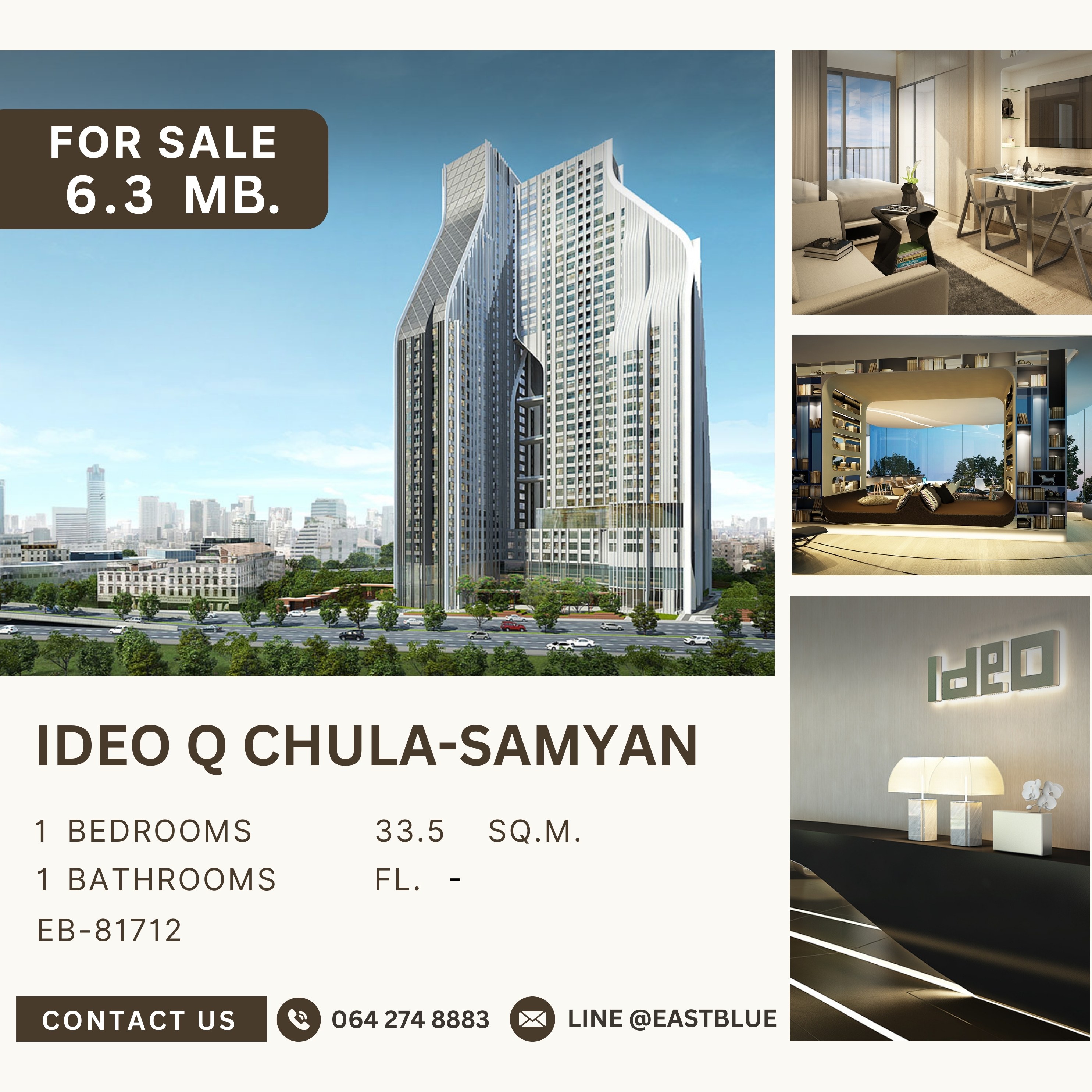 For SaleCondoSiam Paragon ,Chulalongkorn,Samyan : IDEO Q Chula-Samyan ทุบราคาสุดว้าวห้องสวยสภาพดีมาก ห้องทิศเหนือ 6.3 MB.