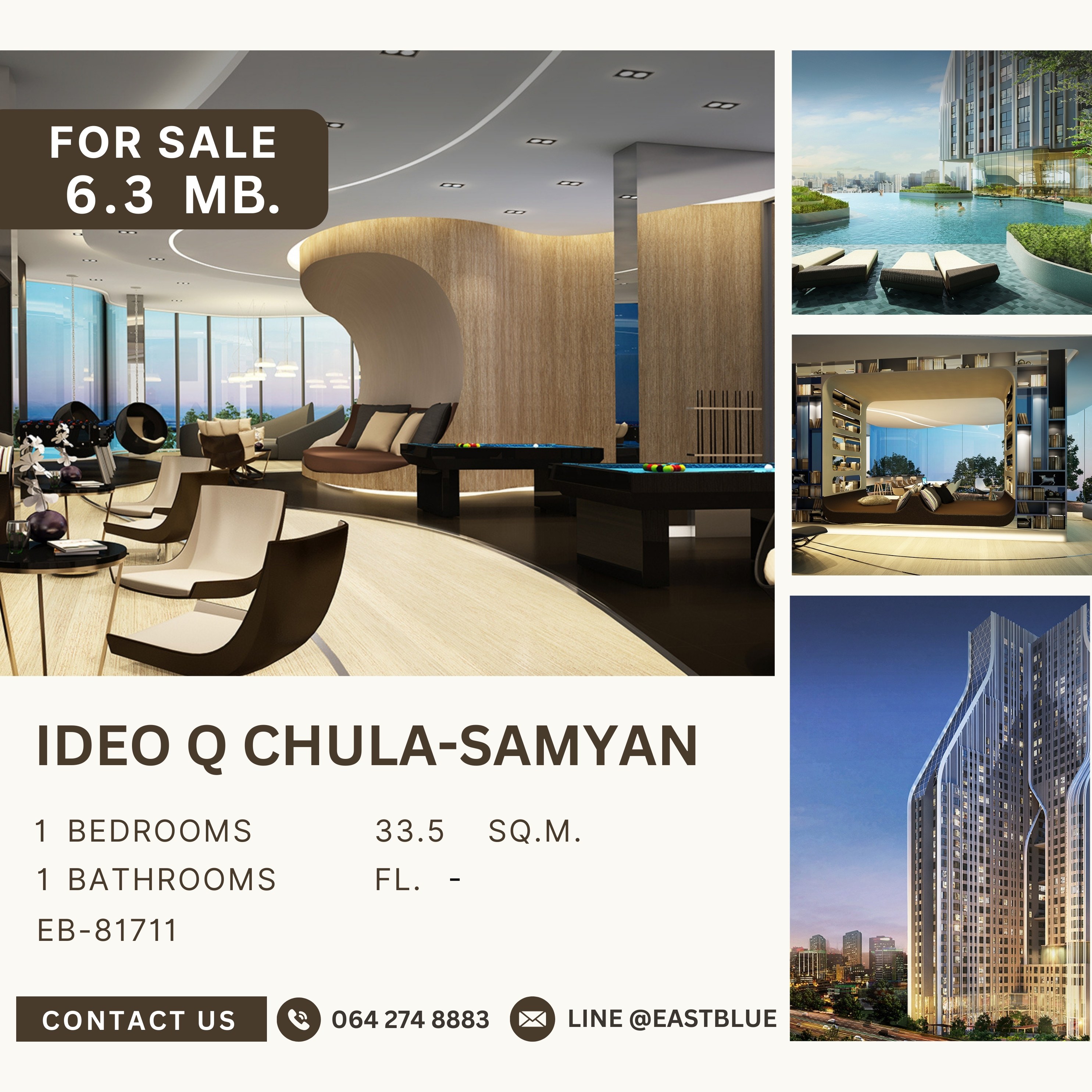 For SaleCondoSiam Paragon ,Chulalongkorn,Samyan : IDEO Q Chula-Samyan โครงการใกล้จุฬา-สามย่าน ราคาดี ห้องทิศเหนือ 6.3 MB.