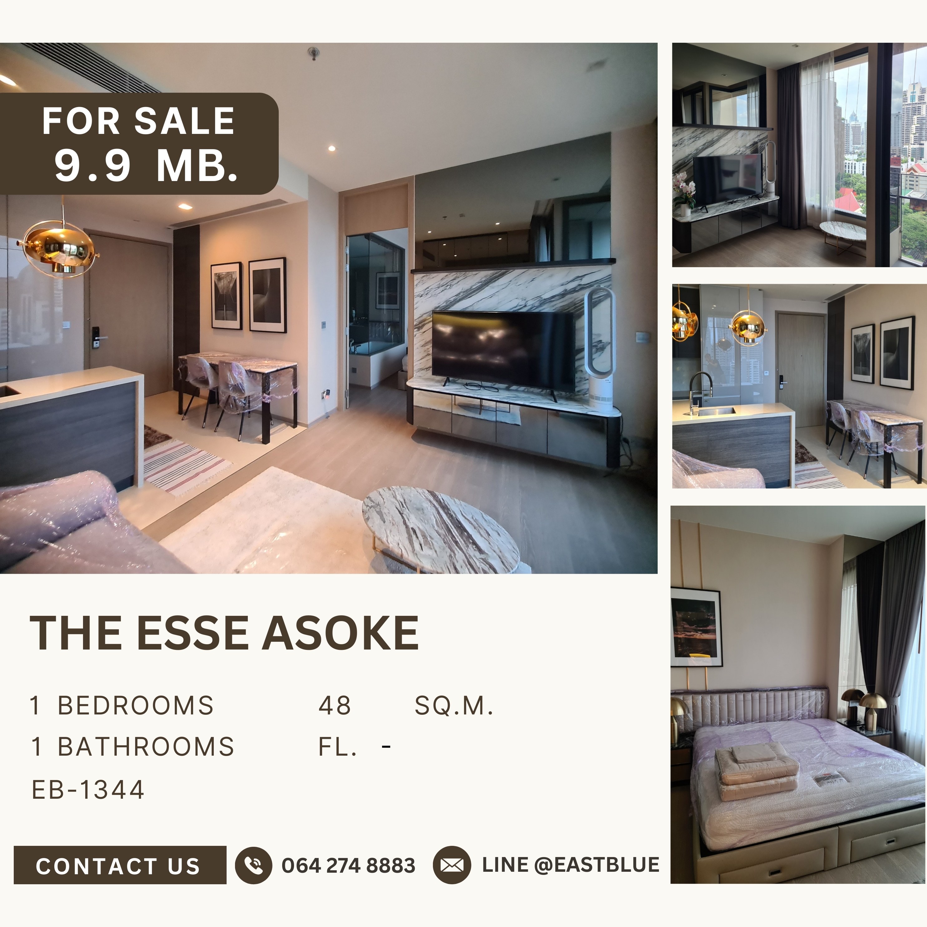 For SaleCondoSukhumvit, Asoke, Thonglor : The Esse Asoke Luxury Condo in the heart of Asoke, view of Watthana Park, beautifully decorated room, ready to move in, best price in the building