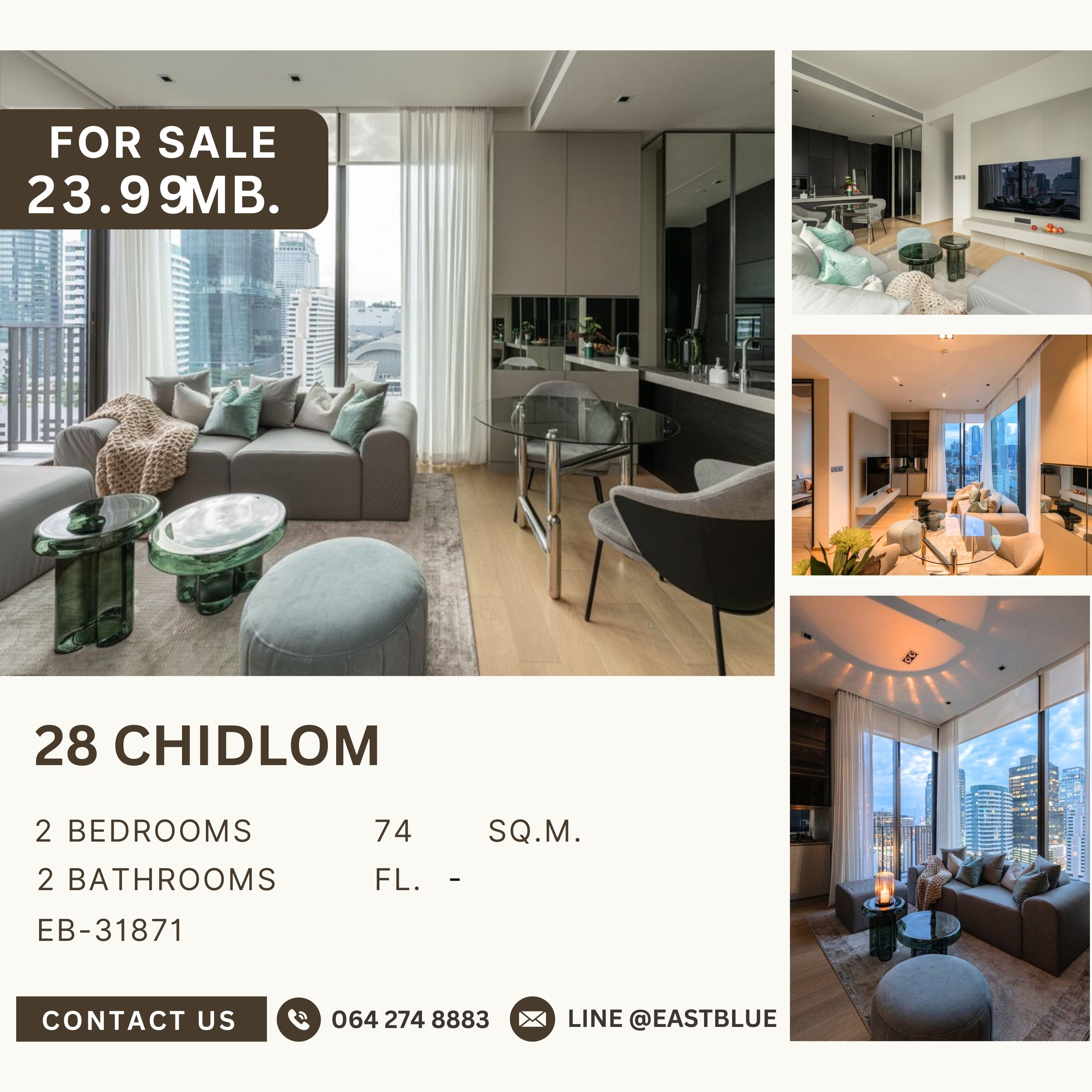 For SaleCondoWitthayu, Chidlom, Langsuan, Ploenchit : 28 Chidlom ห้องสวย ราคาดี แต่งครบ พร้อมอยู่ สภาพดี วิวโล่ง