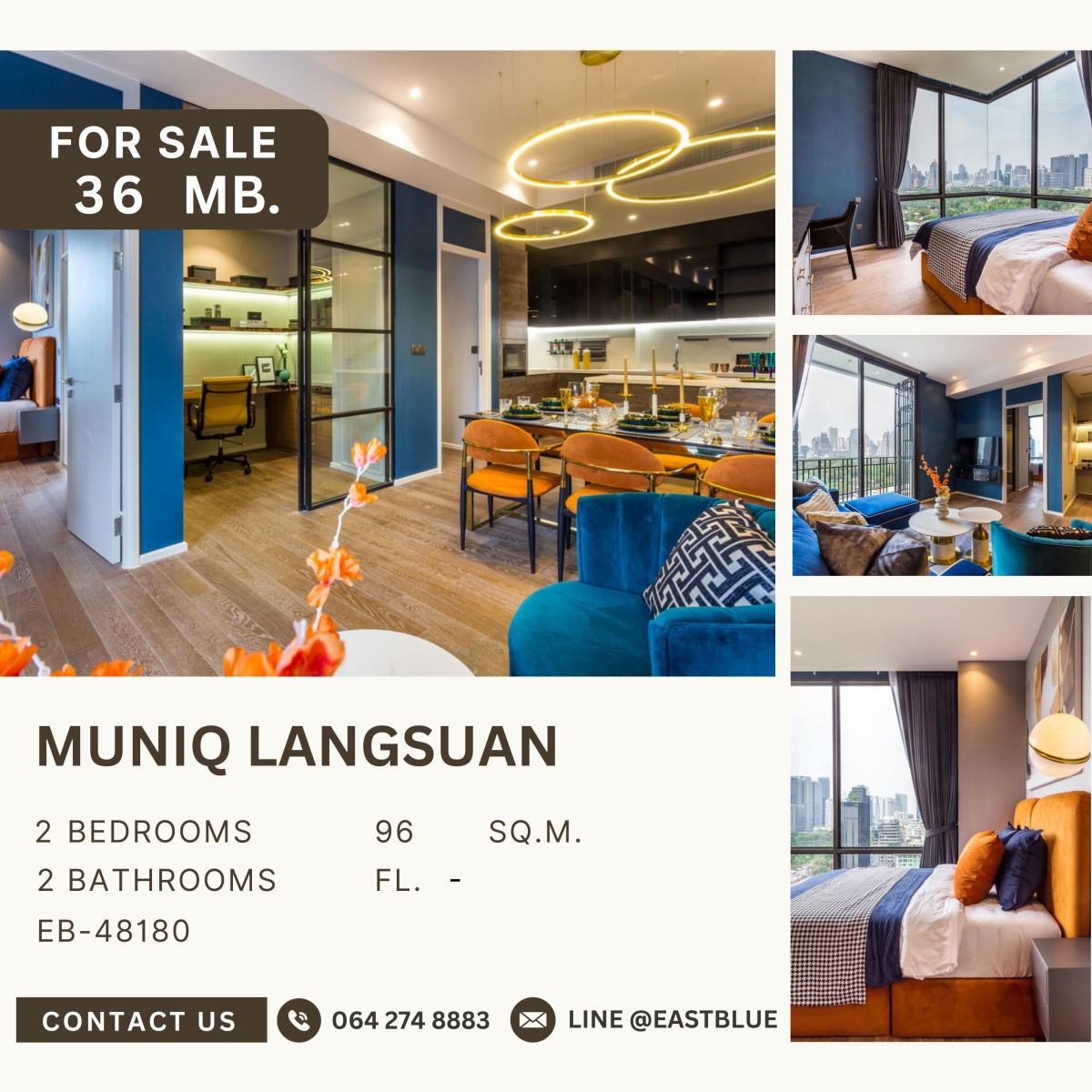 For SaleCondoWitthayu, Chidlom, Langsuan, Ploenchit : Muniq Langsuan ห้องแต่งสวยมาก วิวสวน ขายพร้อมผู้เช่า